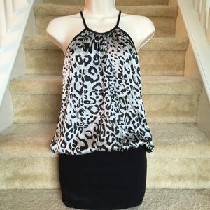 2bBebe leopard print mini halter dress